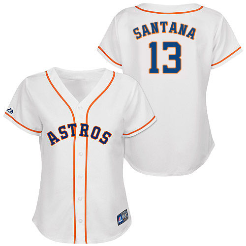 Domingo Santana #13 mlb Jersey-Houston Astros Women's Authentic Home White Cool Base Baseball Jersey